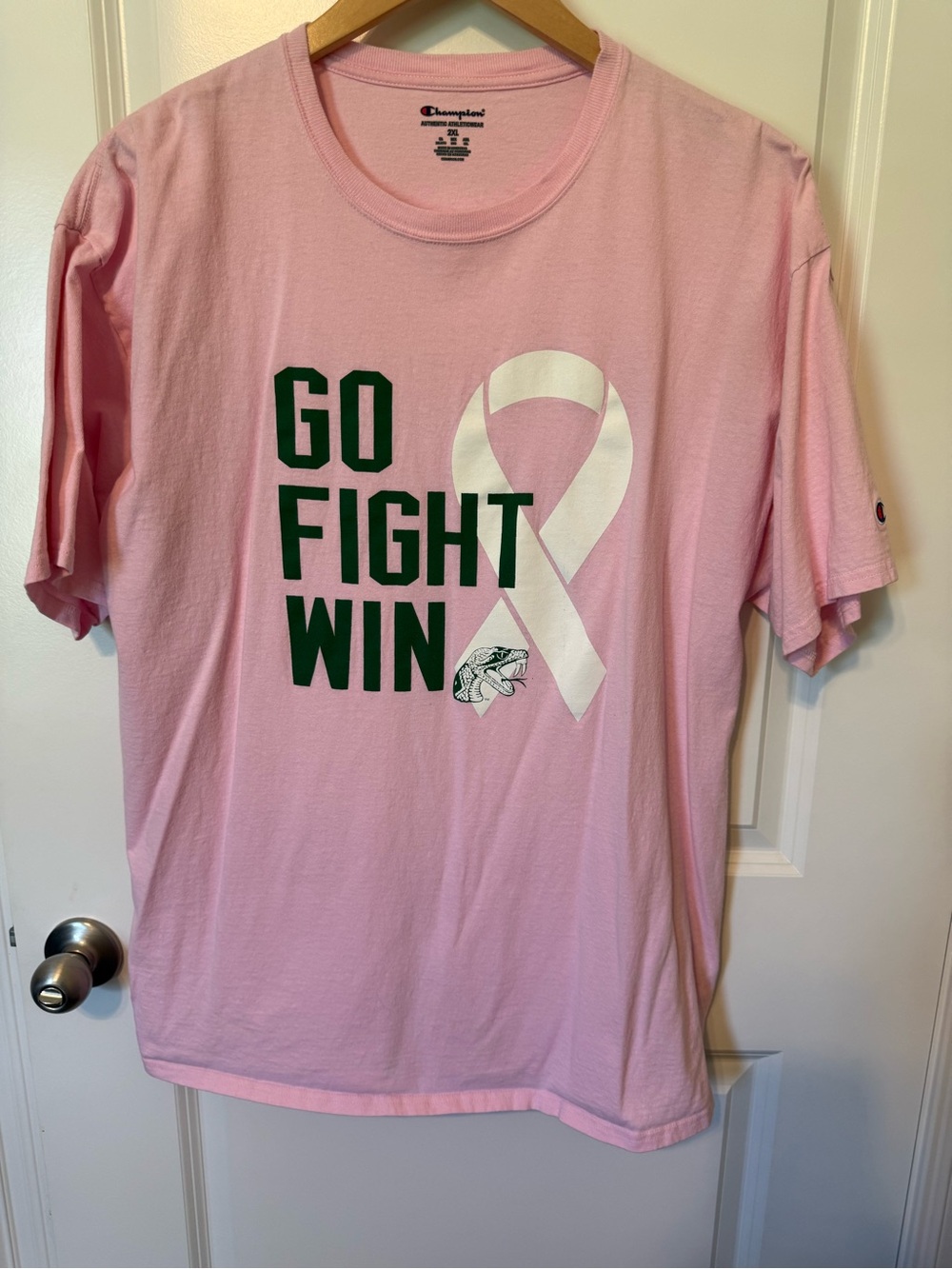 Champion Women’s Pink 'Go Fight Win' Graphic Tee with FAMU Rattler